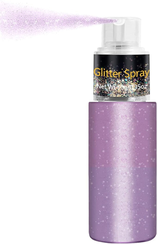 Hair and Body Glitter Spray, Holographic Glitter Highlighter Powder for Rumi Costume Cosplay Makeup, Face Body Clothes Shiny Glitter, Loose Shimmer Hairspray Festival Rave Prom Accessories (Purple)