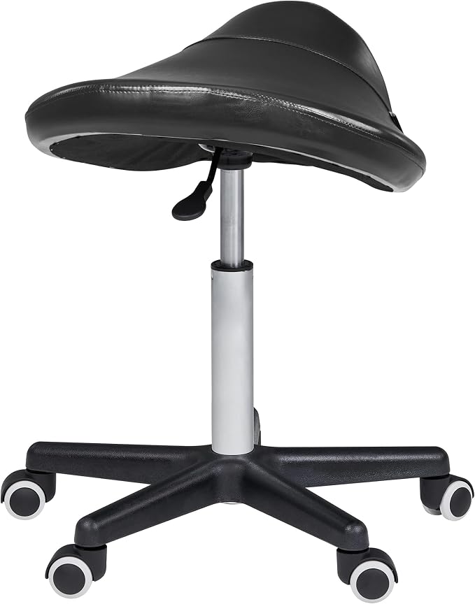 Master Massage Ergonomic Saddle Stool – Hydraulic Swivel Rolling Chair for Salon, Clinic, Tattoo, Dentist, Spa, Workshop, and Office – Black