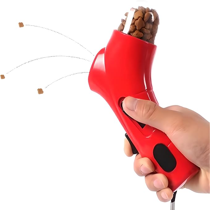 Cat Treat Gun Shooter Interactive Pet Food for Cats Dog（Red）
