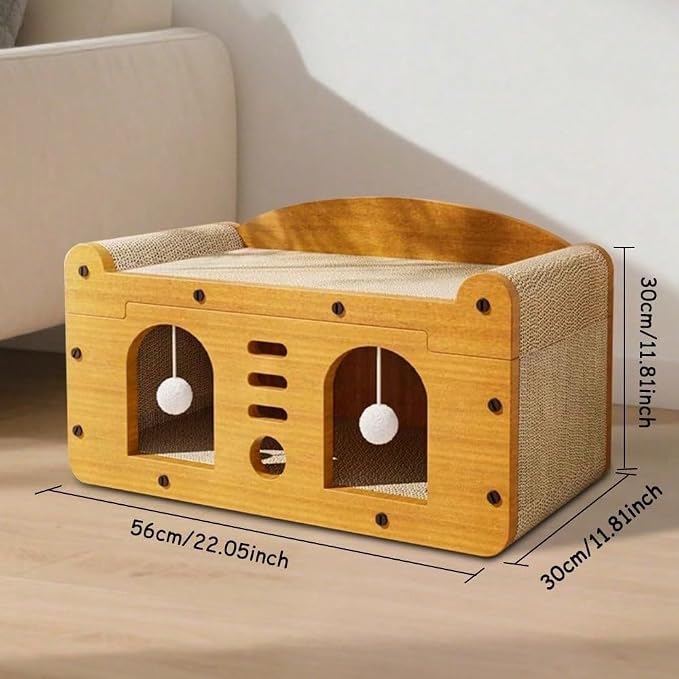 3-in-1 Scratcher Cat House – Save Your Furniture Combines Play Cave, Cozy Bed & Scratching Pad. Durable Cardboard, Reduces Stress. Ideal for Indoor Cats Who Love to Scratch, Play & Nap (MD-DOOR1)