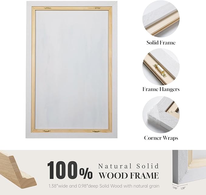 White Framed Blue and Gold Abstract Canvas Wall Art for Bedroom, Set of 2 Modern Minimalist Art Prints Paintings Artwork for Walls, Glitter Pictures for Living Room, Dining Room Wall Decor 16x24 In