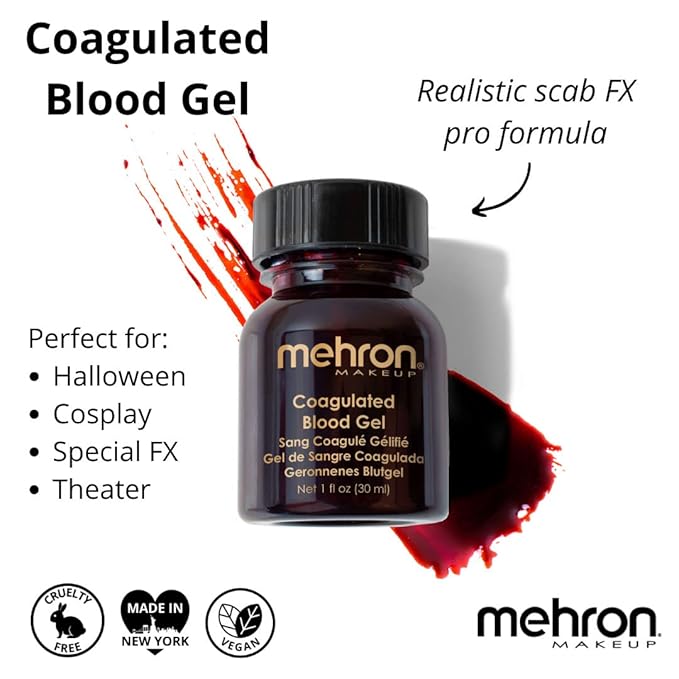 Mehron Makeup Coagulated Blood Gel | Fake Thick Blood Makeup | SFX for Halloween, Cosplay, and Special FX 1 oz (30g)
