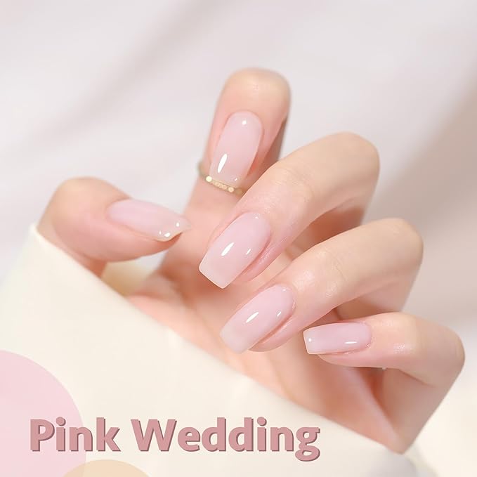 GAOY Jelly Nude Gel Nail Polish, 16ml Sheer Pink Translucent Gel Polish, UV Light Cure for Nail Art DIY, 1710 Pink Wedding