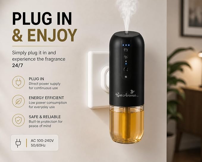 Cold Air Diffuser Machine for Home & Office – Waterless Aroma Diffuser, 150ml Capacity, Covers up to 100m², Bluetooth Control, Plug-in Hotel Style Scent System (White)