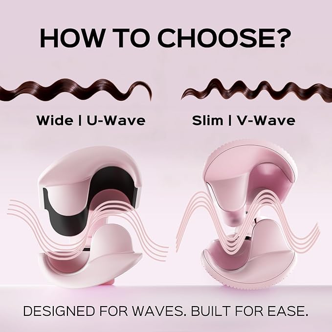 Crimper Waver Tool LENA S17S for Short to Medium Hair, Compact Styler with Titanium Barrel, Fast Heating, Adjustable Temperature, Anti-Scald Design, Auto Shut-Off, Negative Ions, Pink
