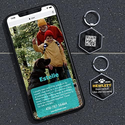 Dog Tags Personalized Pet ID Tags - QR Code Customize Dog Cat Tag - Pet Online Profile Display Pet Information