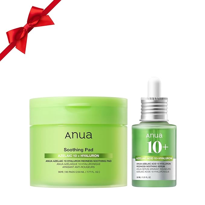 Anua Azelaic Acid Redness Soothing Prep & Boost Duo, Soothing & Calming Synergy, Spot care with Mini Sheet mask for Day & Night Routine, Korean skincare set
