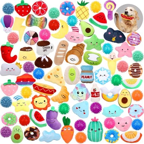 Hungdao 80 Pcs Dog Squeaky Toys Bulk for Small Dogs, Plush Chew Toys