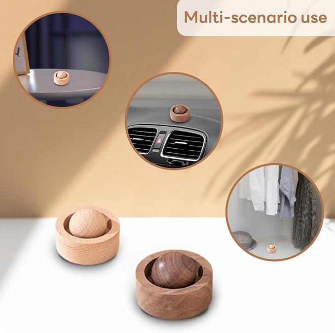 Wooden Essential Oil Diffuser - Round Ball Aromatherapy Diffuser, Walnut and Beech, for Office, Car, Yoga Hall (Walnut)