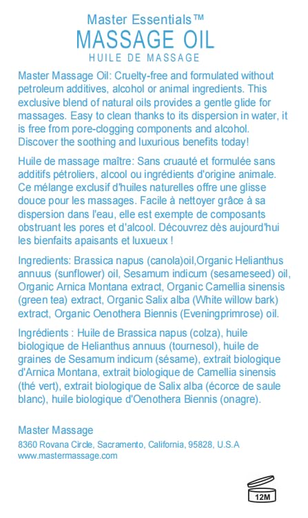 Master Massage Superior Grade Massage Oil, Unscented (8 Fluid Ounces)