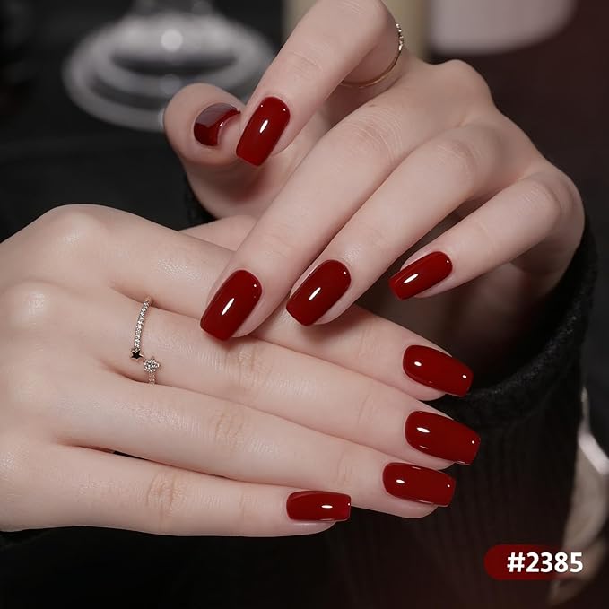 GAOY Red Gel Nail Polish Set, 6 Colors Burgundy Cherry Dark Red Jelly Glitter Soak Off UV Light Cure Gel Polish Kit for Salon and Nail Art DIY at Home