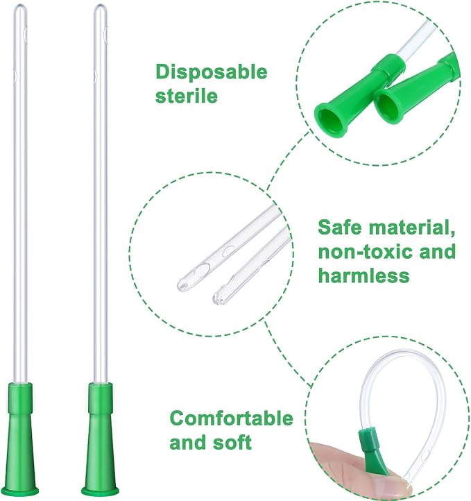 Nuanchu PVC Replacement Tubings Supplies Tubes Kit Clear Replacements Hose with Flexible Rounded End for Smooth Insert(16 FR,60 Pieces)