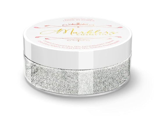 MARBLERS Chunky Natural Mica Powder [Silver Pearl] 0.11oz (3g) | Highly Pigmented | Non-Toxic, Vegan, Cruelty-Free | Eyeshadow, Body Butter, Nail Polish, Nail Art | Party, Body, Face Makeup