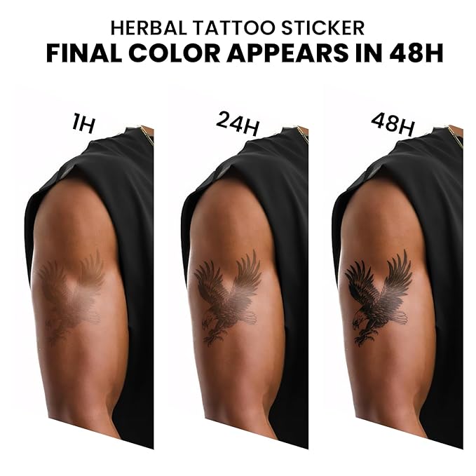 Semi Permanent Tattoo for Men(Large), 2 Sheets Angel Wing Tattoos(Cross), Lasts 7-15 Days, Develops Fully in 48H, Realistic, Waterproof and Non-Reflective, for Back Chest