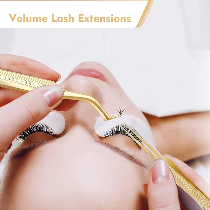 Ms.Queen Lash Tweezers for Eyelash Extension-Professional Lashing Tweezers for Mega Volume Mink Eyelashes Extensions Applying,S-Curved