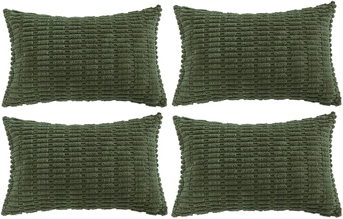Fancy Homi 4 Packs Decorative Throw Pillow Covers for Living Room Couch Bed, Modern Farmhouse Boho Home Décor Accent Cushion Case, 24" x 12", Olive Green