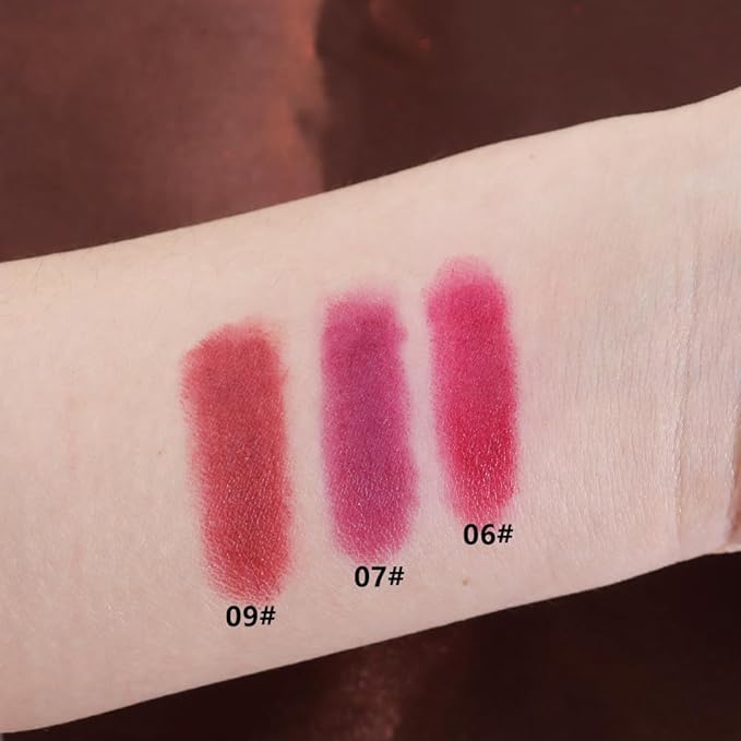 3 Pcs Matte Lipstick Crayon Pencil Set,Brown Purple Dark Red Light to Dark Velvet Lip Stick for Women's 24 Hour Long Lasting Waterproof Lip Liner,labiales mate 24 horas originales