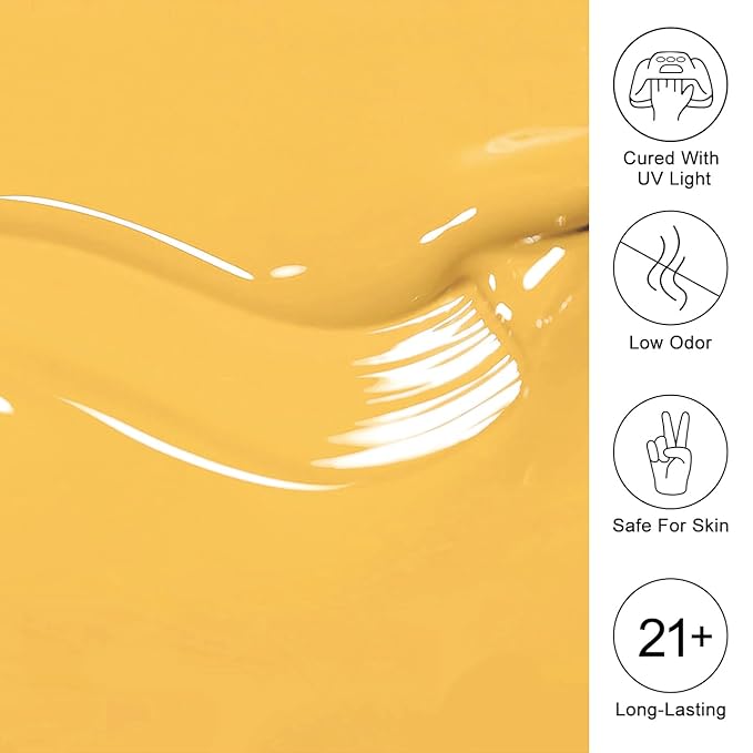 Imtiti Yellow Gel Nail Polish, 0.5 Fl Oz Bright Yellow Gel Polish Soak Off LED UV Nail Gel Polish Spring Summer Gel Nail Polish DIY Nail Art Starter Manicure Salon Gel Nail Kit