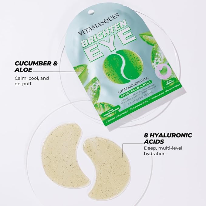 Vitamasques Hydrogel Eye Pads - Infused with Real Petals, Under Eye Mask, Birthday Gifts For Women, Reduce Dark Circles, Puffy Eyes, Undereye Bags, Wrinkles - Under Eye Patches (Pack of 3)