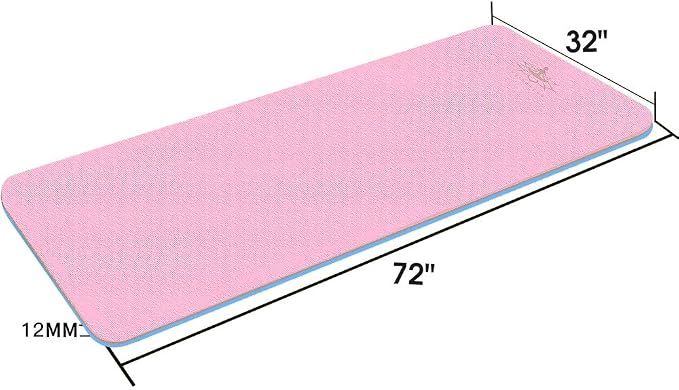 Hatha Yoga Extra Thick TPE Yoga Mat - 72"x 32" Thickness 1/2 Inch -Eco Friendly SGS Certified - With High Density Anti-Tear Exercise Bolster For Home Gym Travel & Floor Outside
