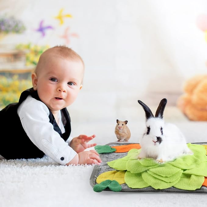 Rabbit Foraging Mat Interactive Bunny Snuffle Feeding Toy for Small Animals