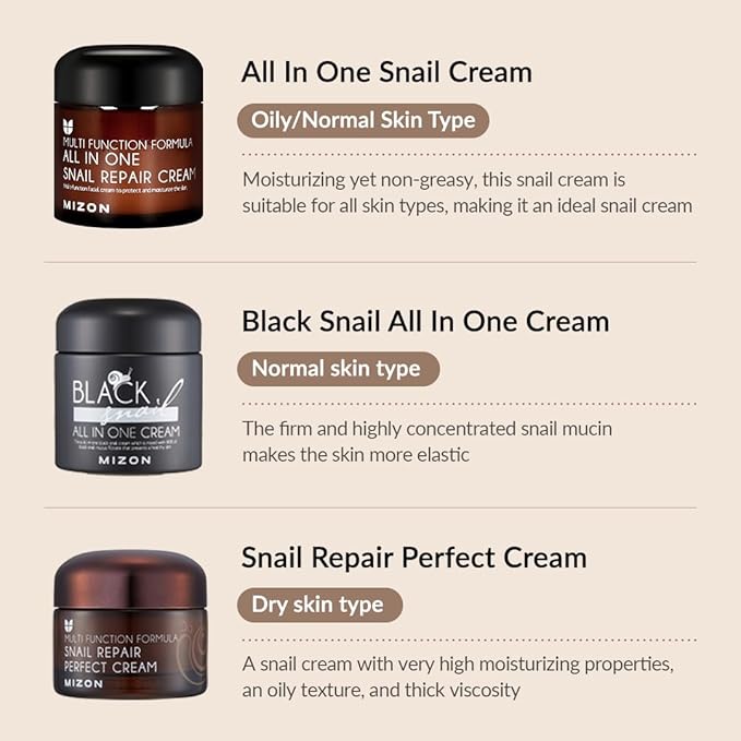 MIZON Black Snail All In One Cream Intensive Korean Skin Care Facial Moisturizing Snail Mucin Extract Travel Size (1.18 fl oz)