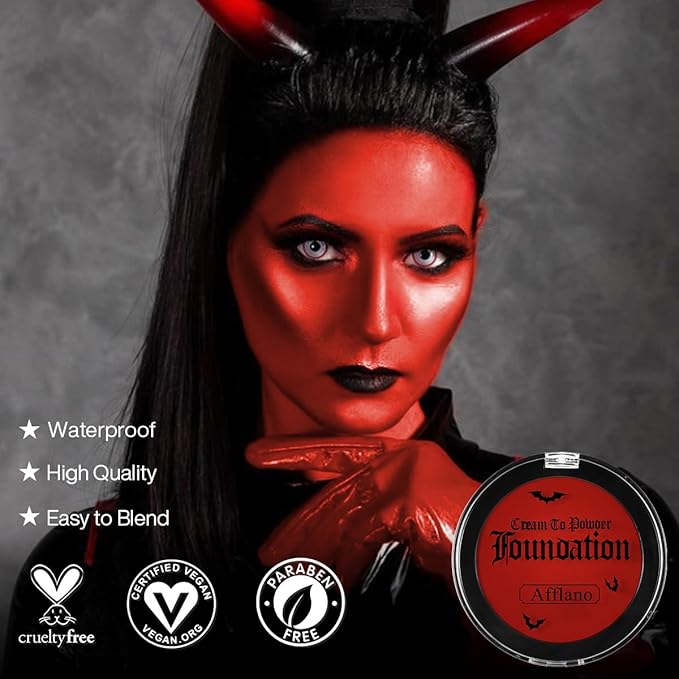 DE'LANCI Red Face Paint Halloween Goth Clown Makeup, Professional Red Face Paint Foundation Makeup, Smooth Semi-matte Face Paint Red SFX Makeup, Safe Red Body Paint for Joker Stage Vampire Costumes
