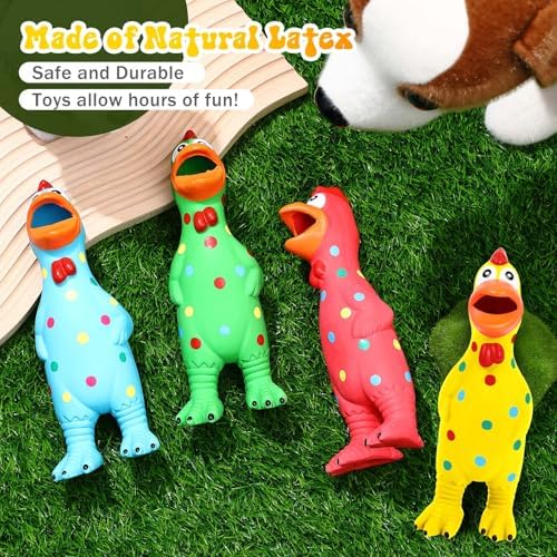 Silung 4 Pack Squeaky Rubber Chicken Dog Toys 8.6" Latex Chew Toys Gifts