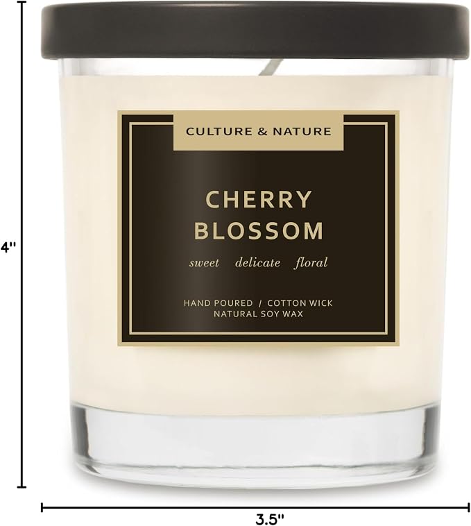 CULTURE & NATURE Natural Soy Wax Candle 7oz Cherry Blossom Scented