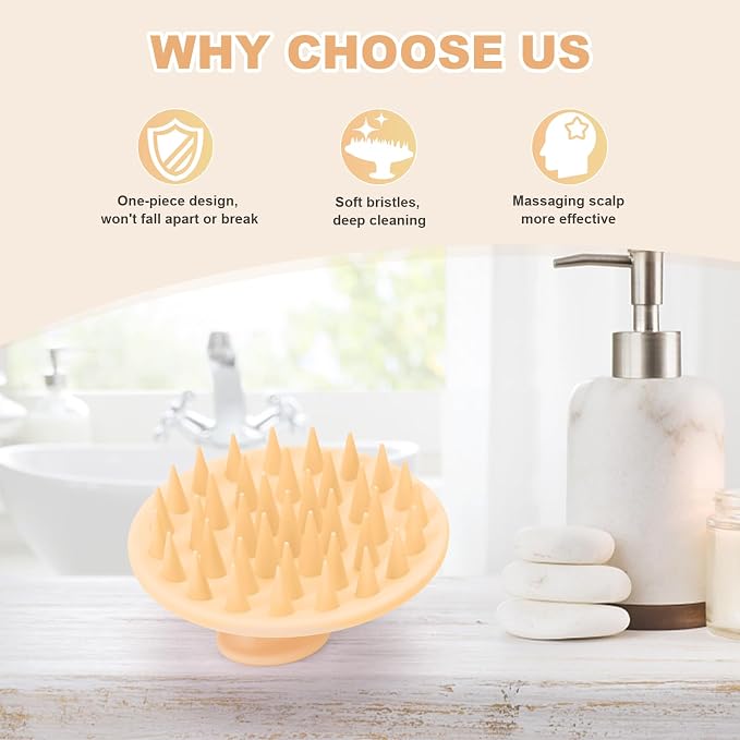 Meartchy Silicone Scalp Massager Shampoo Brush, Scalp Scrubber for Hair Growth (Salmon Pink)