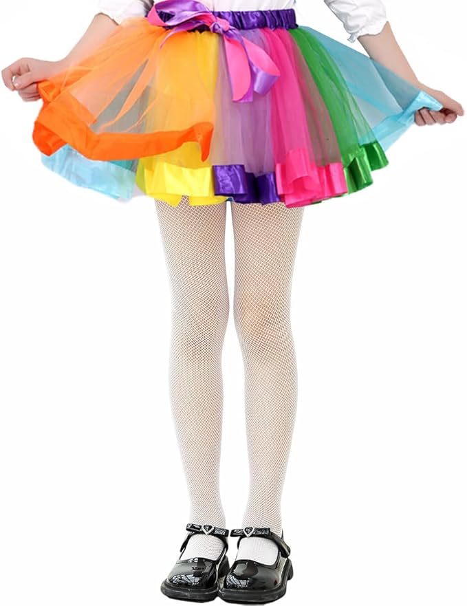 Girls Fishnet Stockings for Princess Dress High Waist Mesh Tights Cute Pattern Knit Socks