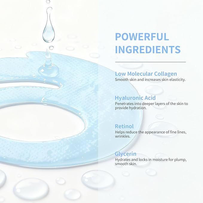 Bio-Collagen OK Eye Mask, Firming & Hydrating Under Eye Patches for Puffy Eyes and Dark Circles, Deep Moisturizing & Soothing Eye Mask for Women and Men - 6 Pairs, Happy Blue