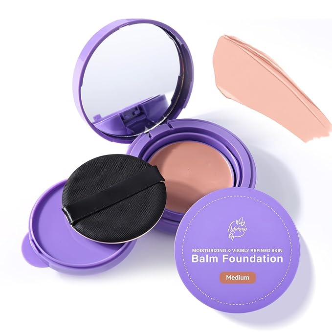 Foundation for Mature Skin–Hydrating Age-Defying Makeup Coverage Balm Foundation, Non-Settling Formula for Older Women, Blurs Fine Lines, Satin Finish for All Skin Types (Light/Medium)