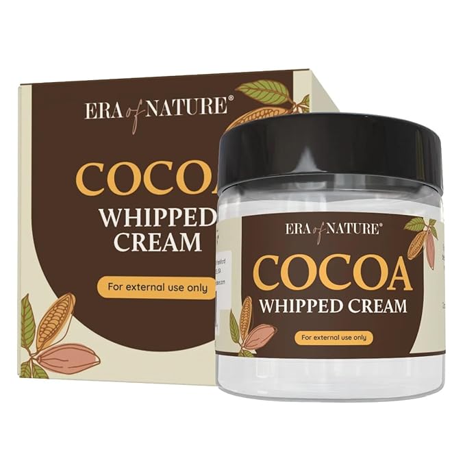 era of nature Cocoa Whipped Body Cream for Women 8oz - Lightweight Whipped Lotion with Natural Cocoa - Non-Greasy Body Butter Cream Lotion & Balm Moisturizer for Face, Hair & Dry Skin, Vegan Skincare