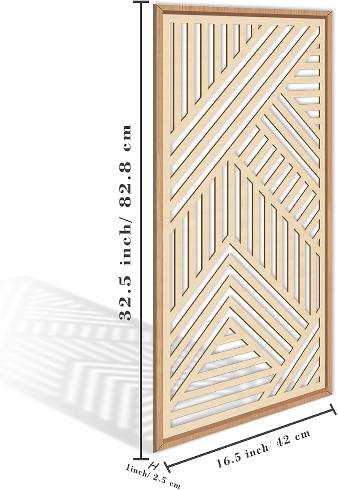 IARTTOP Large Boho Wooden Wall Art 16x32 Inch Framed Mid Century Modern Wood Wall Decor Minimalist Modern Bohemian Decor for Dining Room Living Room Bedroom Set of 3