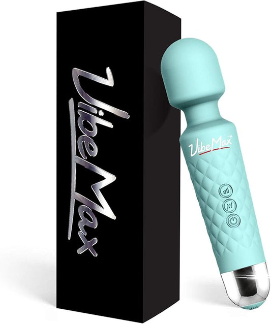 VibeMax Rechargeable Personal Massager - Powerful Multi Speed Vibration - Whisper Quiet - Waterproof - for Muscle Tension Relief in Neck, Back, Shoulders, Legs and Feet - Turquoise