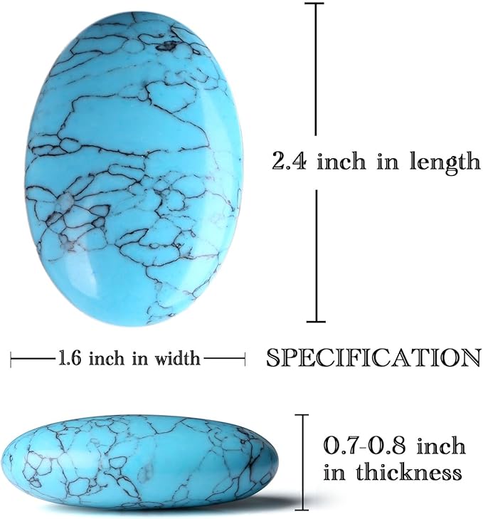 MAIBAOTA 2.4" Large Green Turquoise Crystal Stone Large Polished Palm Stone Healing Crystals 0.7" Thick Natural Reiki Gemstone Worry Stone Energy Balancing Anxiety Stress Relief Meditation 1 Pc