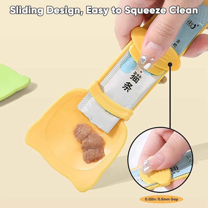 Panup Cat Strip Feeder - 3 Colors Cat Stripe Squeeze Spoon, Treat Feeding Wet Spoons, Cat Food Treat Spoon Dispenser for Pet, White, Green, Yellow