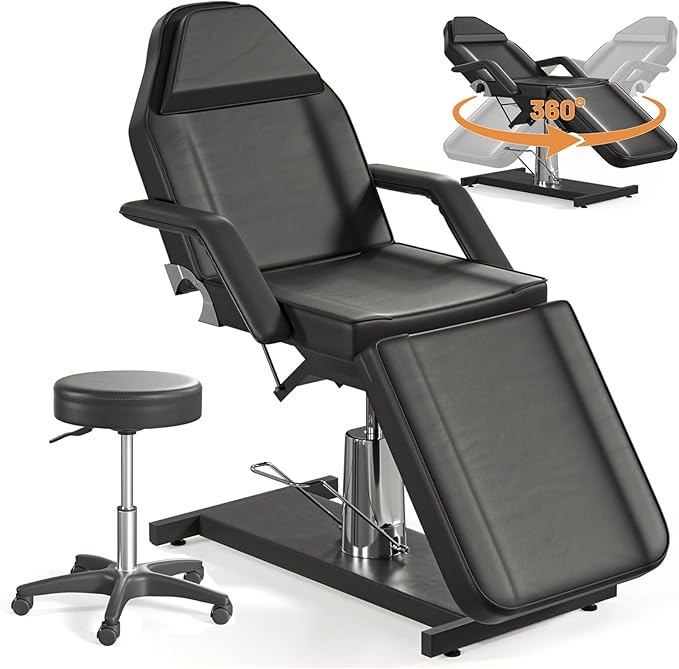 Hydraulic Tattoo Chair for Client with Stool Facial Chairs for Esthetician Bed Adjustable Facial Bed Spa Chair Massage Table