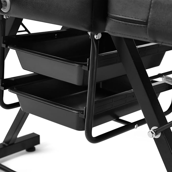 Artist hand Facial Tattoo Chair Massage Bed Salon Lash Chair for Eyelash Extensions Tattoo Table Salon Chair with Trays (Black 1)