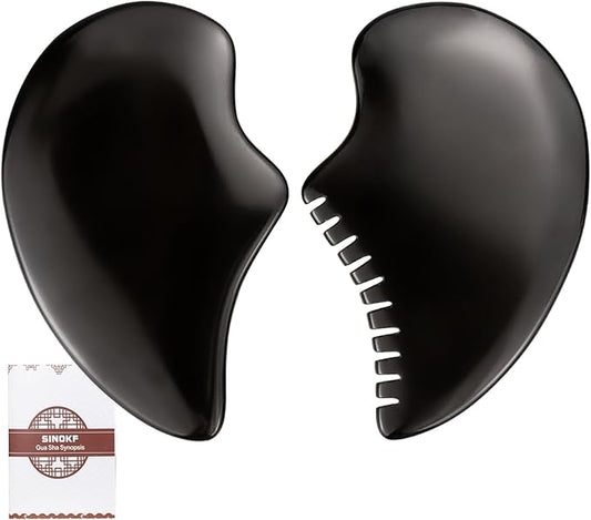 SINOKF Bian Stone Gua Sha Facial Tools Scraping Massage Face Guasha Board Scraping Plate(Seahorse 2pcs)