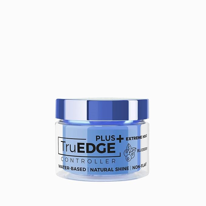 NICKA K NEW YORK Tyche TruEDGE Plus Controller – 100ml / 3.38 fl oz – Water-Based, Black Castor Oil & Hemp Seed Oil – Long-Lasting Hold, Non-Flaky, Natural Shine, 8 Fragrances (HETR21 Blueberry)