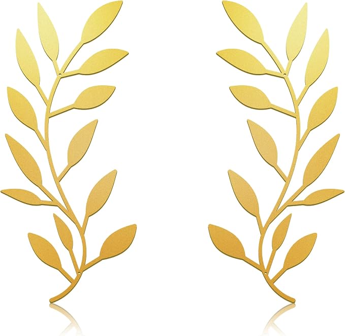 Zhengmy 2 Pcs Metal Leaf Wall Art Vine Branch Decor,Gold | Olive Branch Metal Decor for Living Room Hallway, Symmetrical Leaf Pair for Doorway Entryway, Lightweight Hanging Art Design