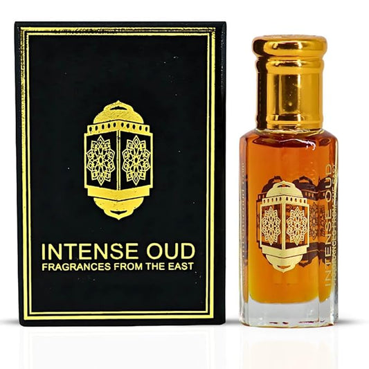 INTENSE OUD Nouf Arabian Perfume Oil for Men & Women, Long Lasting Alcohol-Free Concentrated Fragrance, 12ml (0.40 oz) in Black Gift Box, Lemon & Rosewood Notes
