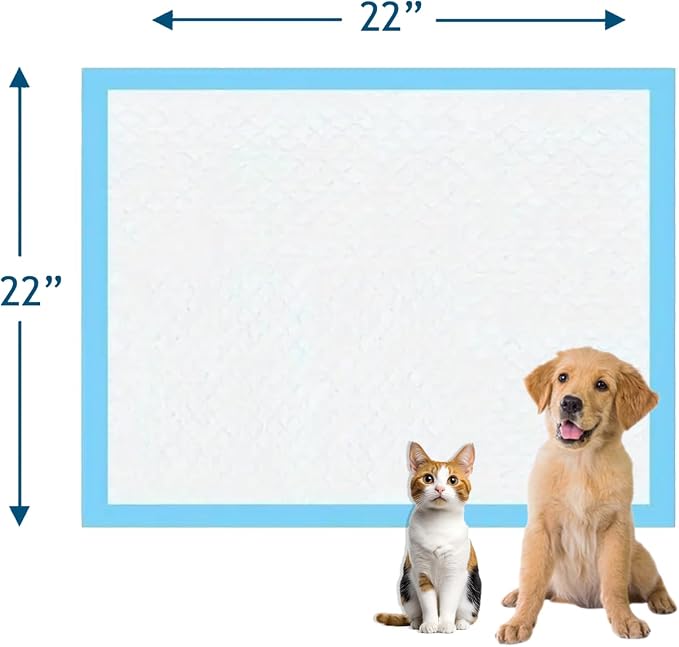 Puppy Pee Pads, 22 x 22 Inch 100 Count Dog Potty Training Pads Blue | Leak-Proof Pet Pads for Dogs, Quick Absorb 6-Layer Design, Ideal for Small Puppies, Cats, Kittens, Rabbits, and Guinea Pigs