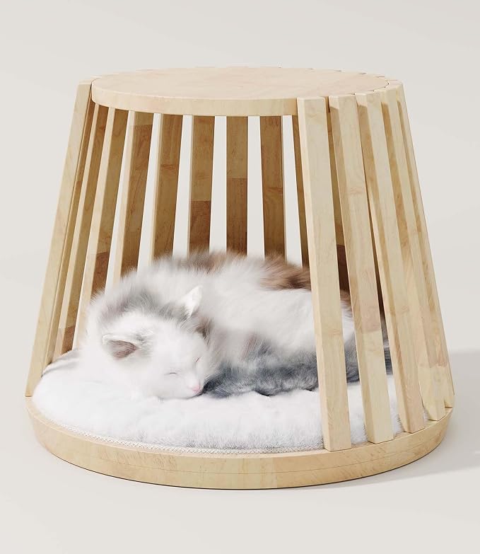 Cat Beds for Indoor Cats, Kitten Bedside Bed, Multifunctional Cat House, Can be Used as a Bedside Table, End Table or Side Table, Modern Wooden Cats Cave Bed for Medium to Large Pets