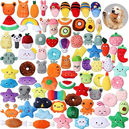 Hungdao 80 Pcs Dog Toys Bulk for Small Dog, Plush Squeaky Chew Toys