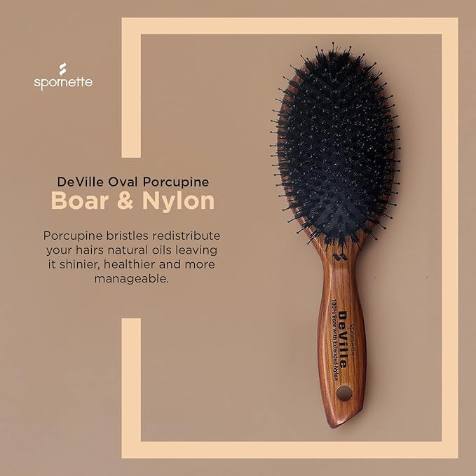 Spornette DeVille Oval Porcupine Boar & Nylon