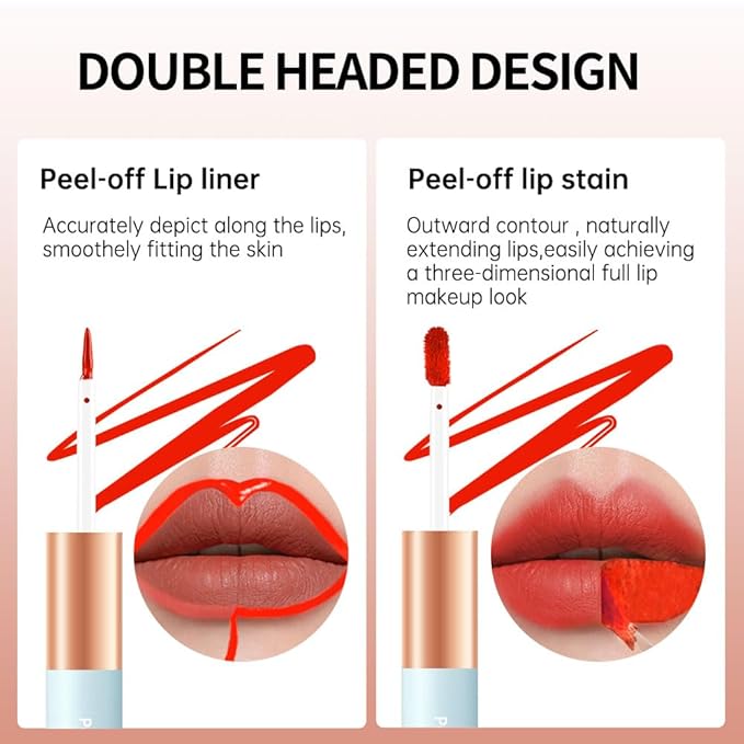 Matte Lip Liner Peel Off Lip Stain, Long Lasting Peel Off Lip Liner Stain, Peel-off Lip Gloss For All Skin Types, Transfer-proof Highly Pigmented Color Waterproof, (05#, Pack of 1)