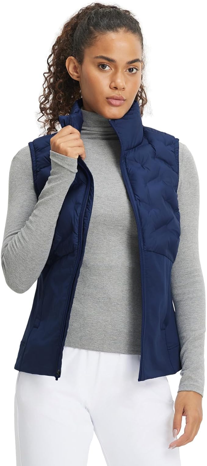 Puffer Vests Womens Lightweight Stand Collar Slim Fit Winter Sleeveless Jacket for Women with Golf Hiking